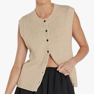 Sleeveless Beige Vest Knit Top